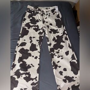 Abercrombie & Fitch White Cow Print Jeans